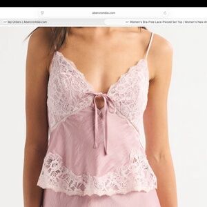 A&F Bra Free Pink Lace Pieced top